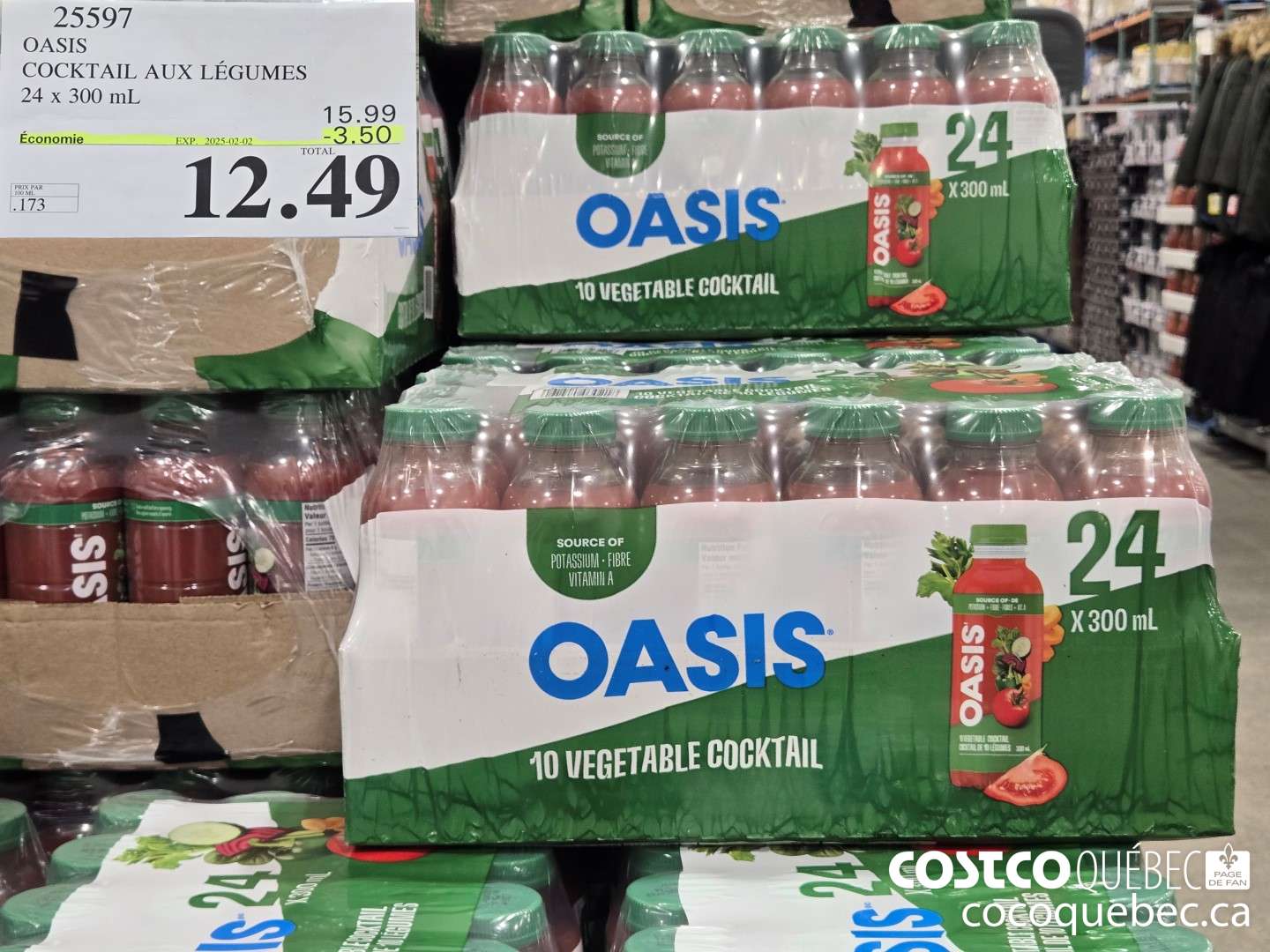 25597 OASIS : COCKTAIL AUX LEGUMES | 24 x 300 mL  ($3.50 INSTANT SAVINGS EXPIRES ON 2025-02-02) $12.49