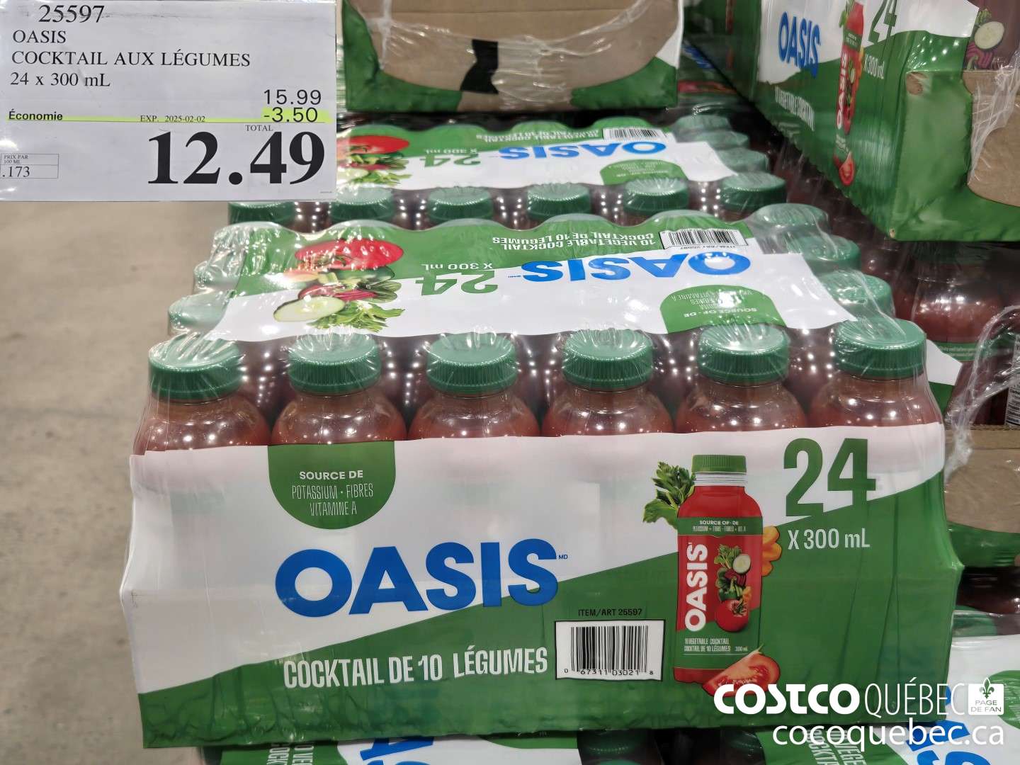 25597 OASIS : COCKTAIL AUX LEGUMES | 24 x 300 mL  ($3.50 INSTANT SAVINGS EXPIRES ON 2025-02-02) $12.49