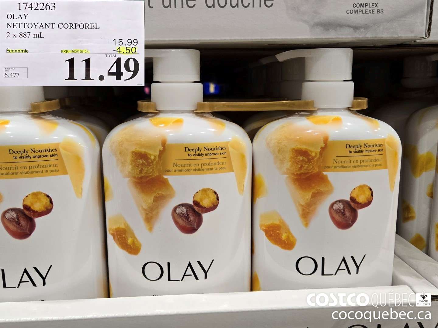 1742263 OLAY NETTOYANT CORPOREL 2 x 887 mL ($4.50 INSTANT SAVINGS EXPIRES ON 2025-01-26) $11.49