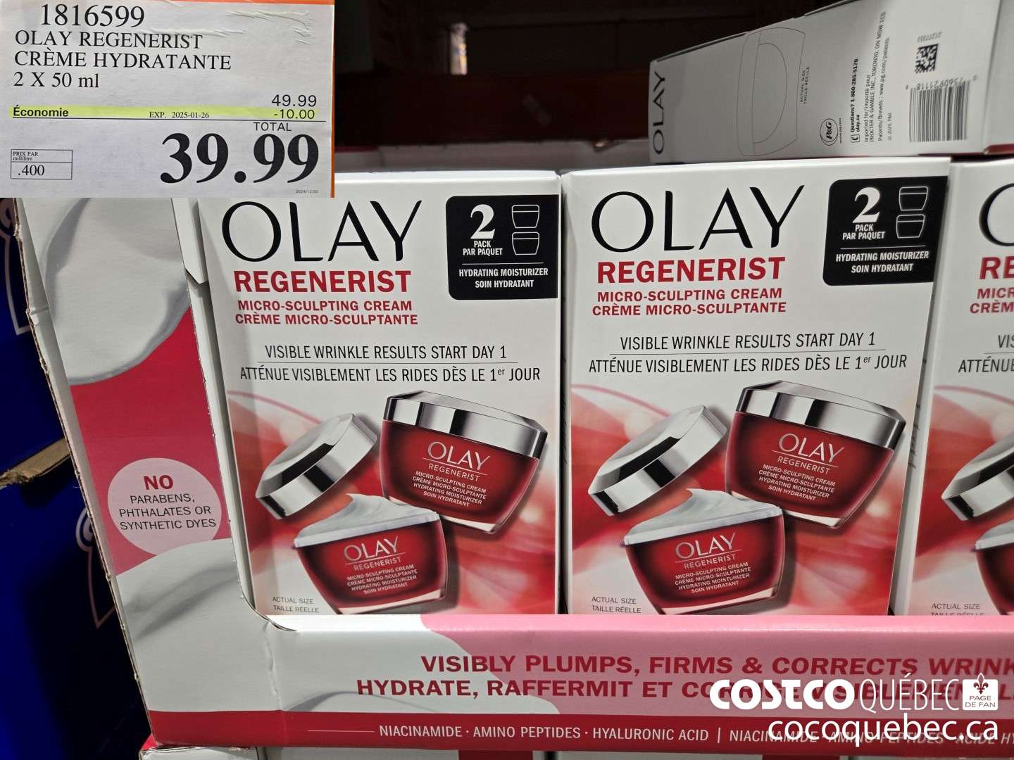 1816599 OLAY REGENERIST CREME HYDRATANTE 2 X 50 ml  ($10.00 INSTANT SAVINGS EXPIRES ON 2025-01-26) $39.99