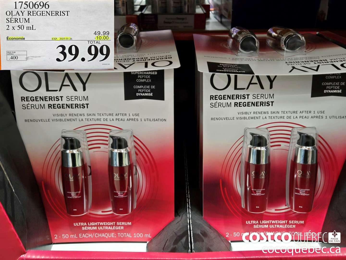 1750696 OLAY REGENERIST SERUM 2 © 50 mL  ($10.00 INSTANT SAVINGS EXPIRES ON 2025-01-26) $39.99