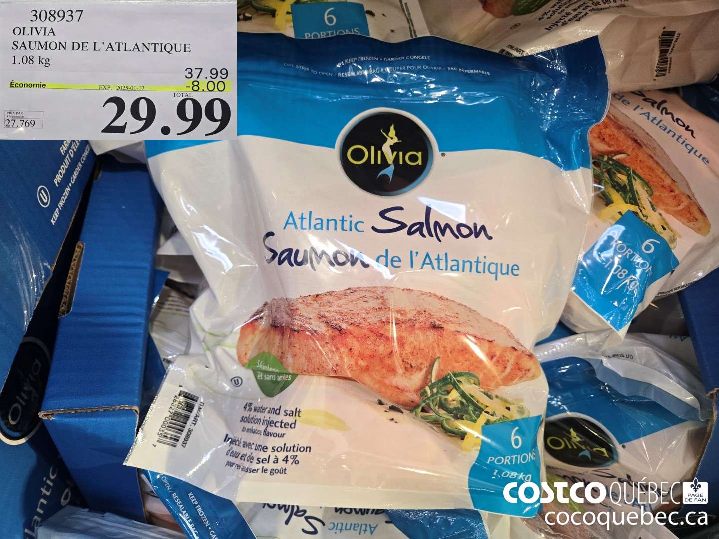 308937 OLIVIA SAUMON DE L'ATLANTIQUE 1.08 kg ($8.00 INSTANT SAVINGS EXPIRES ON 2025-01-12) $29.99
