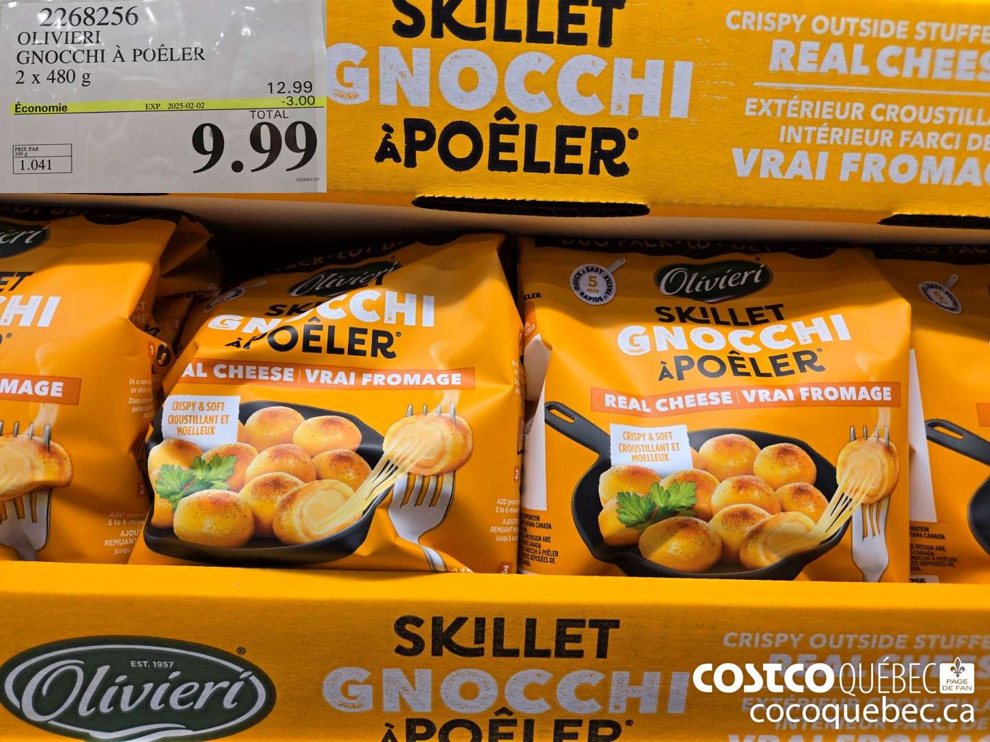 2268256 OLIVIERI GNOCCHI A POELER 2 x 480 g  ($3.00 INSTANT SAVINGS EXPIRES ON 2025-02-02) $9.99