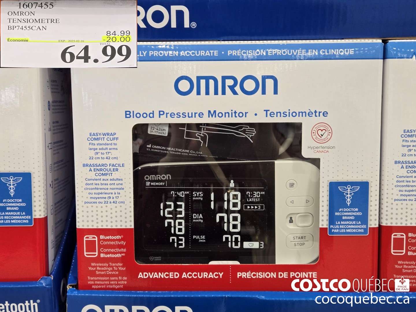 100455 OMRON TENSIOMETRE BP7455CAN  ($20.00 INSTANT SAVINGS EXPIRES ON 2025-02-16) $64.99