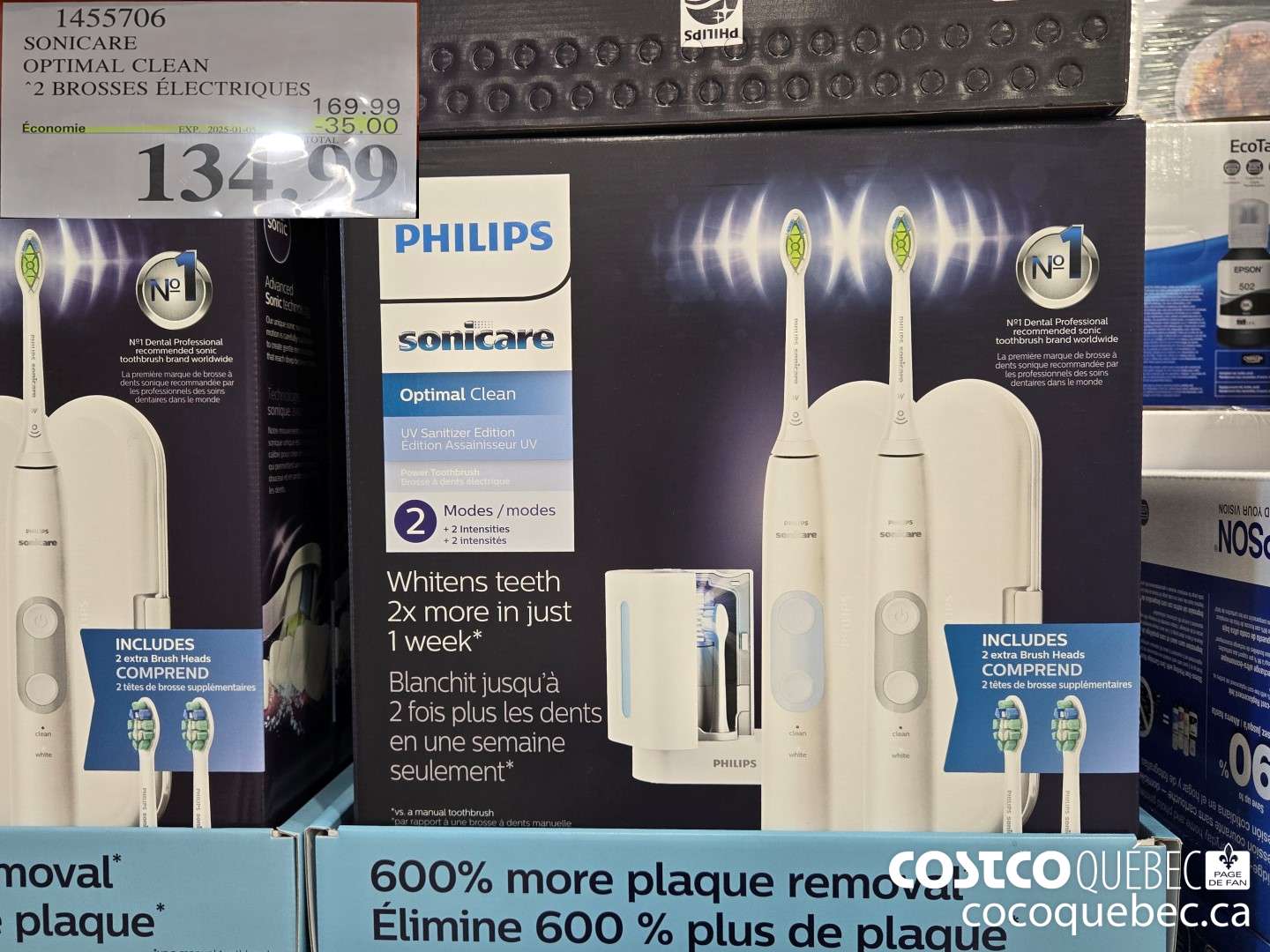 1455706 OPTIMAL CLEAN 2 BROSSES ELECTRIQUES ($35.00 INSTANT SAVINGS EXPIRES ON 2025-01-05) $134.99