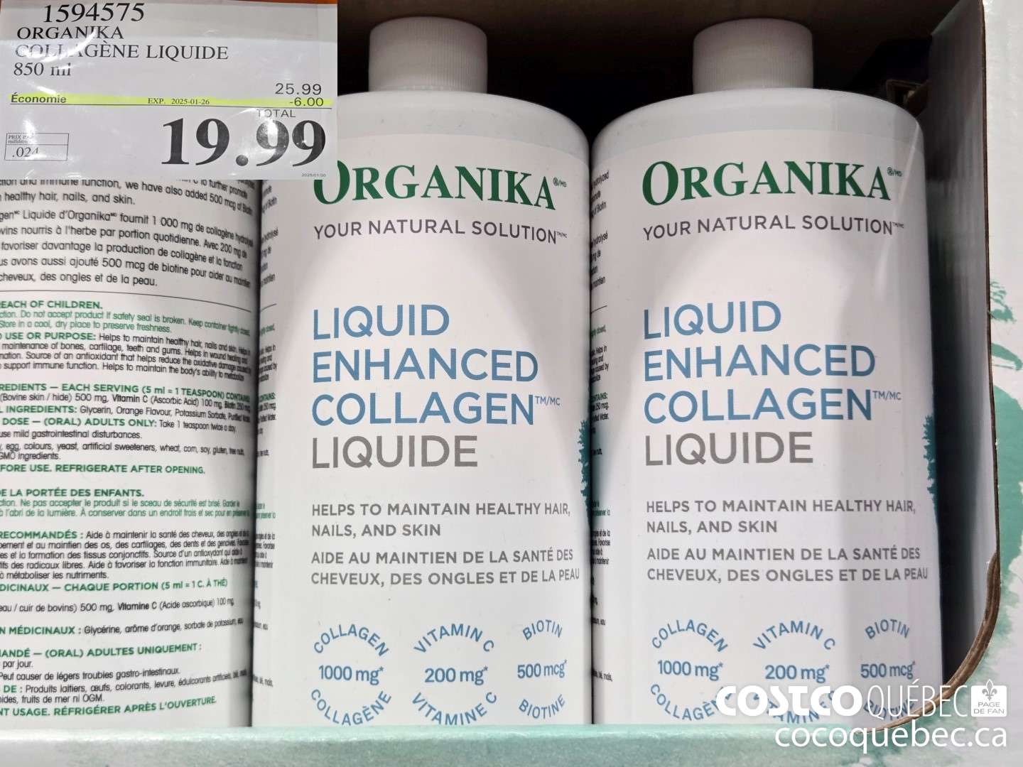 1594575 ORGANIKA 850 ML  ($6.00 INSTANT SAVINGS EXPIRES ON 2025-01-26) $19.99
