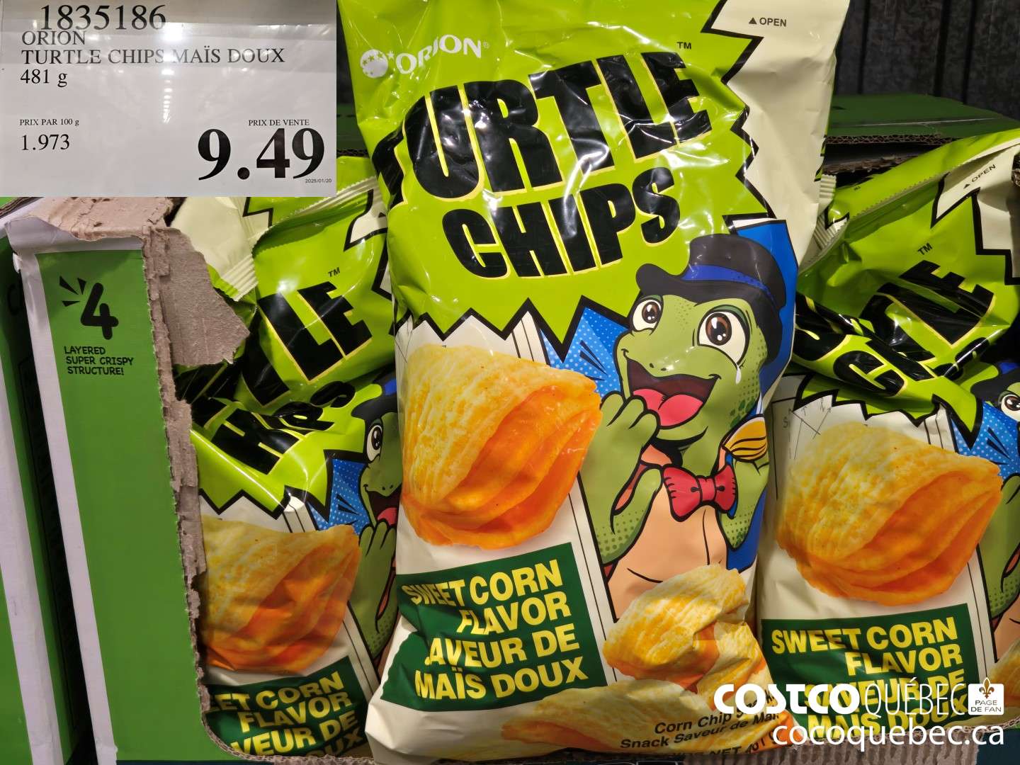 1835186 ORION TURTLE CHIPS MAIS DOUX 481g  $9.49