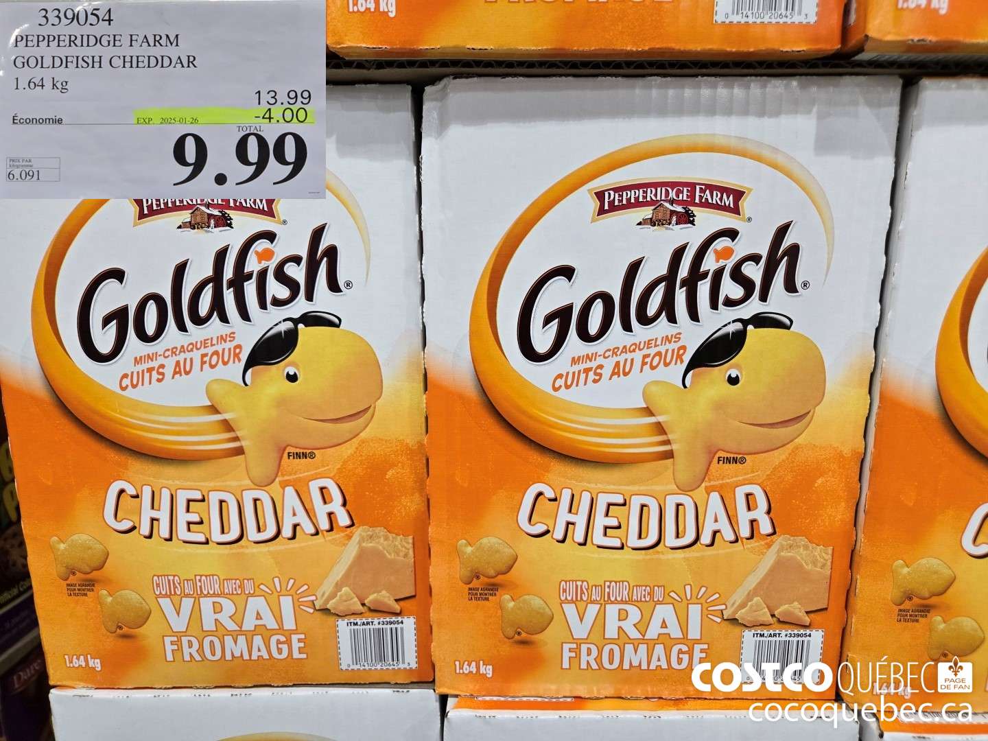 339054 PEPPERIDGE FARM GOLDFISH CHEDDAR 1.64 KG ($4.00 INSTANT SAVINGS EXPIRES ON 2025-01-26) $9.99