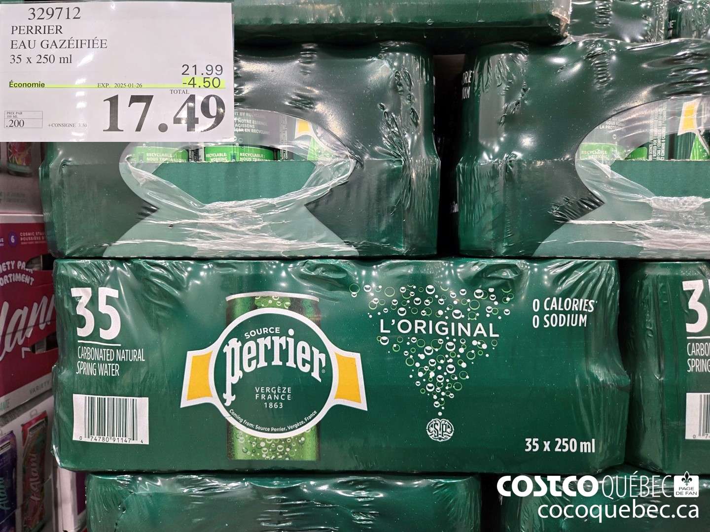 3291712 PERRIER EAU GAZEIFIEE 35 x 250 ml +CONSIGNE 3.50 F /.  ($4.50 INSTANT SAVINGS EXPIRES ON 2025-01-26) $17.49