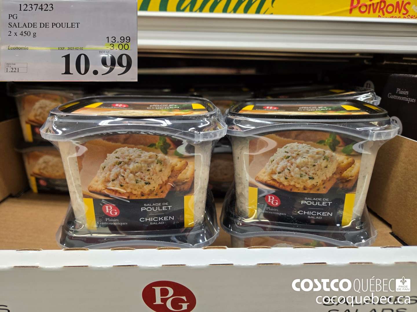 1237423 PG SALADE DE POULET 2 x 450 g  ($3.00 INSTANT SAVINGS EXPIRES ON 2025-02-02) $10.99