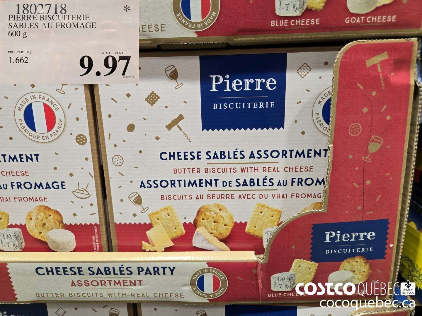 1802718 PIERRE BISCUITERIE SABLES AU FROMAGE 600 g  $9.97