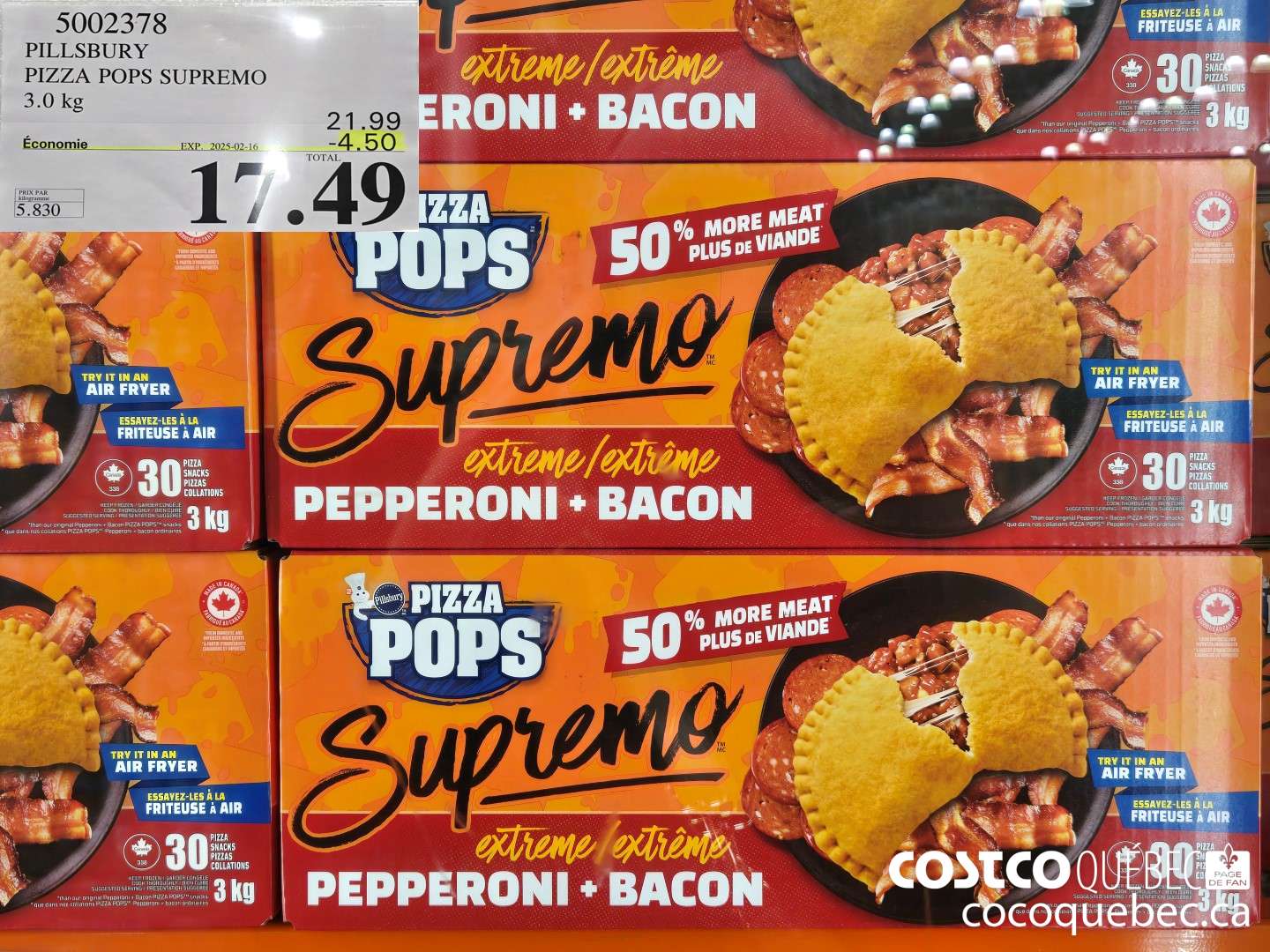 5002378 PILLSBURY PIZZA POPS SUPREMO 3.0 kg  ($4.50 INSTANT SAVINGS EXPIRES ON 2025-02-16) $17.49