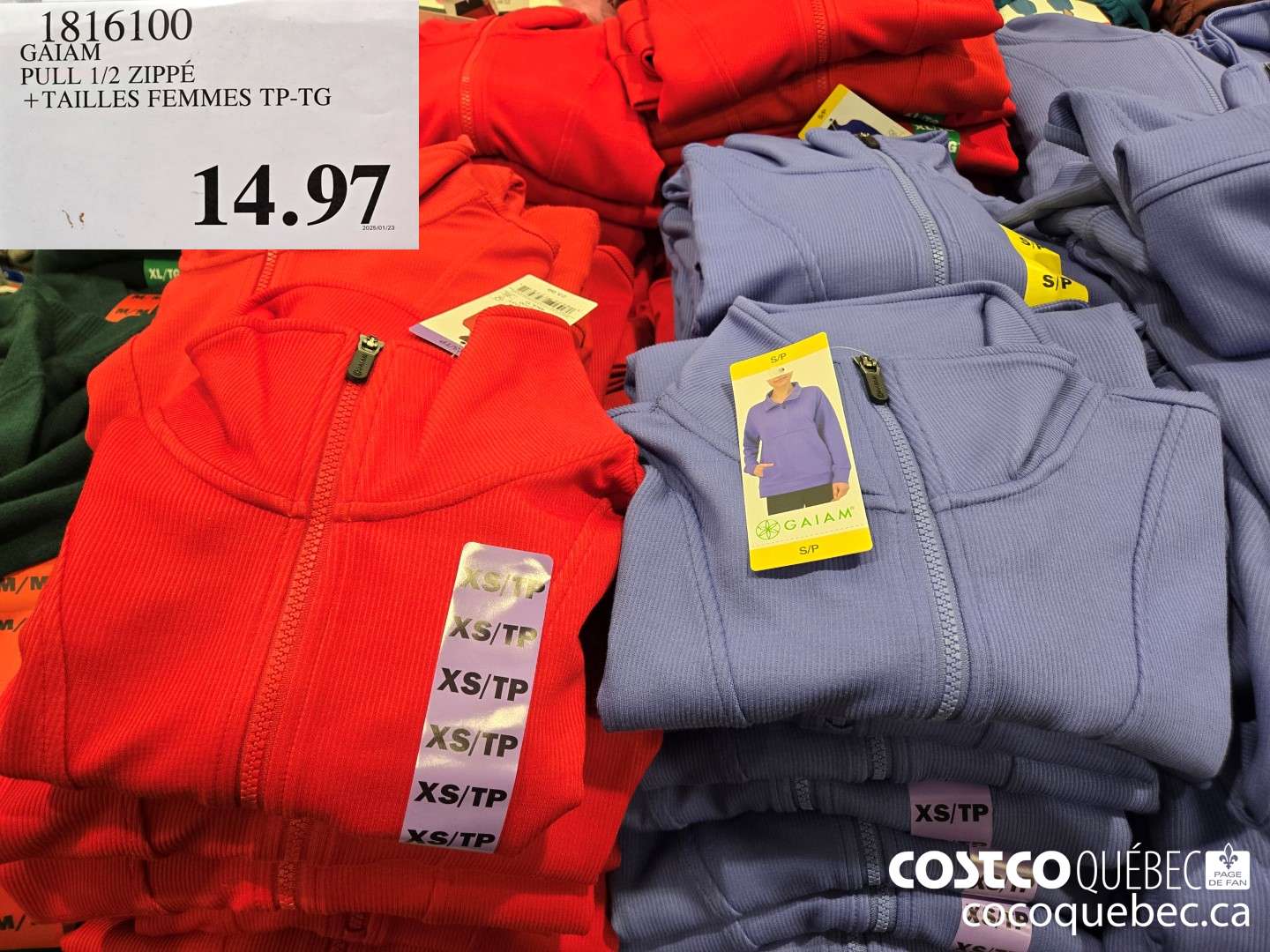1816100 PULL 1/2 ZIPPE +TAILLES FEMMES TP-TG  $14.97