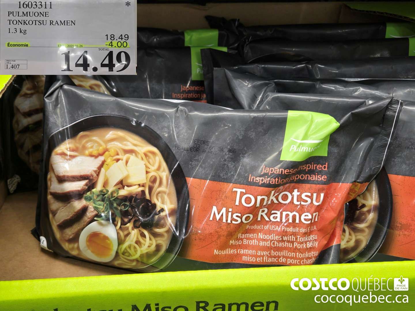 1603311 PULMUONE TONKOTSU RAMEN 1.3 kg  ($4.00 INSTANT SAVINGS EXPIRES ON 2025-01-26) $14.49