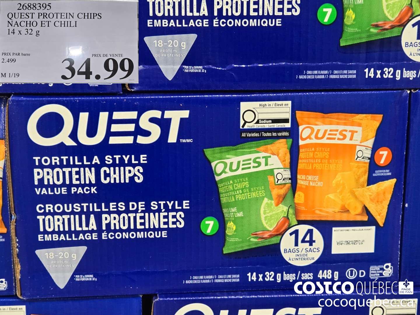 2688395 QUEST PROTEIN CHIPS NACHO ET CHILI  $34.99