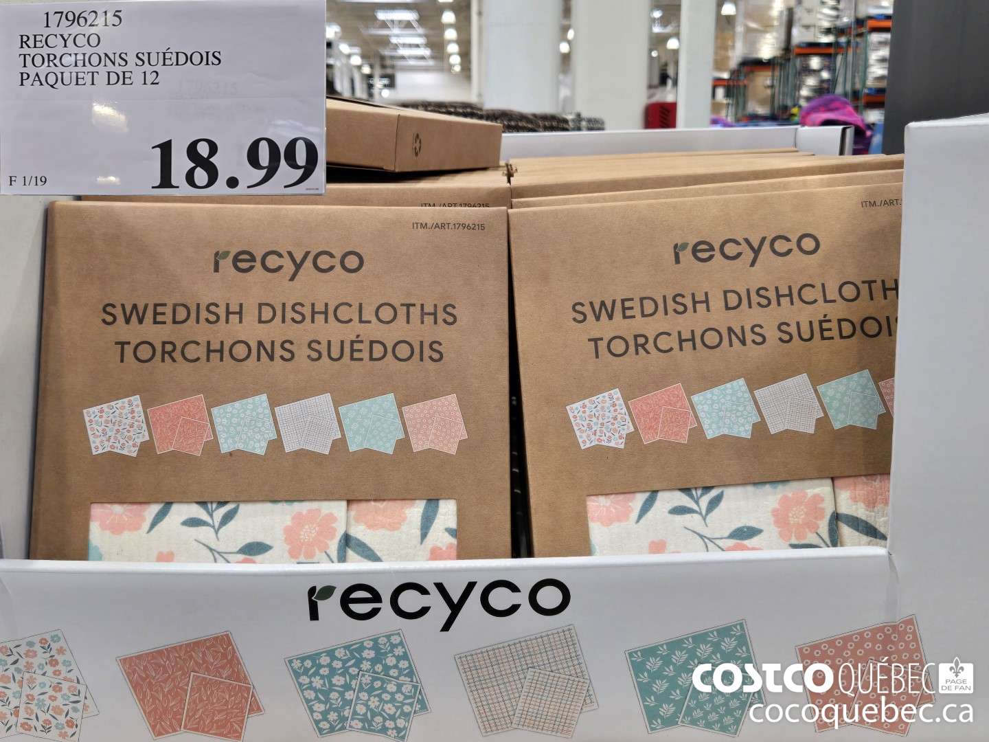 1796215 RECYCO TORCHONS SUEDOIS PAQUET DE 12  $18.99