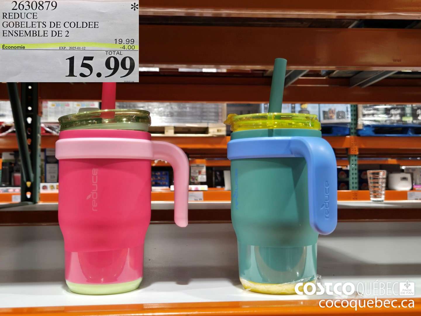 2630879 REDUCE GOBELETS DE COLDEE ENSEMBIE DE 2  ($4.00 INSTANT SAVINGS EXPIRES ON 2025-01-19) $15.99