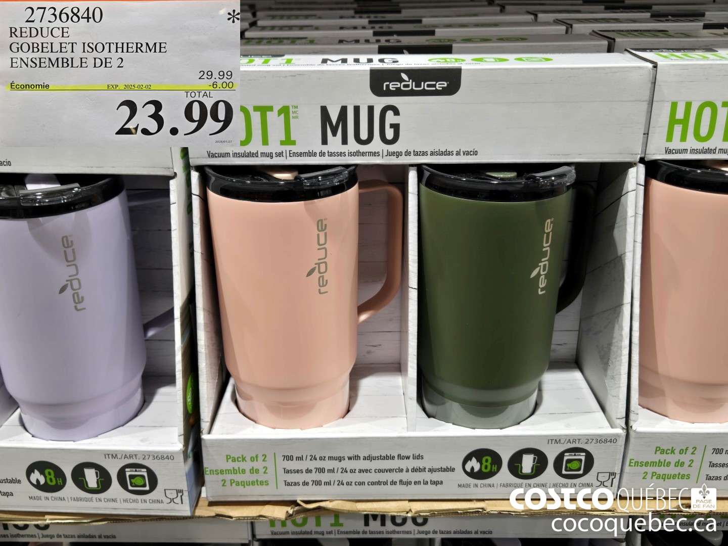 2736840 REDUCE GOBELET ISOTHERME ENSEMBLE DE 2  ($6.00 INSTANT SAVINGS EXPIRES ON 2025-02-02) $23.99
