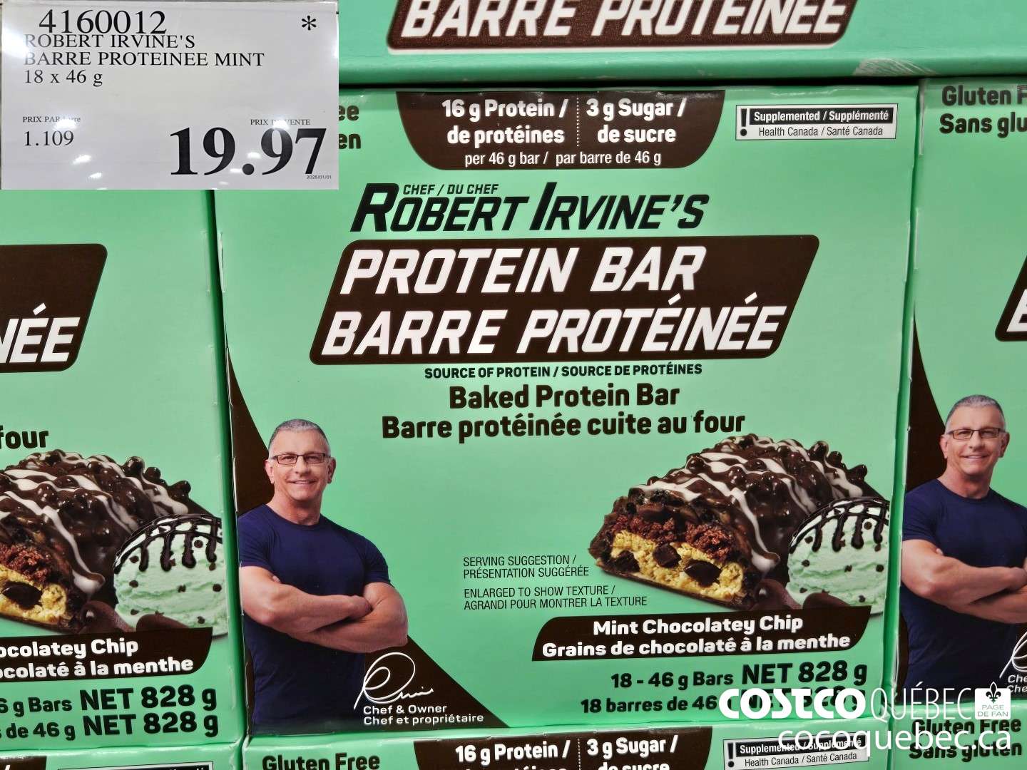 4160012 ROBERT IRVINE'S BARRE PROTEINEE MINT 18 x 46 G  $19.97