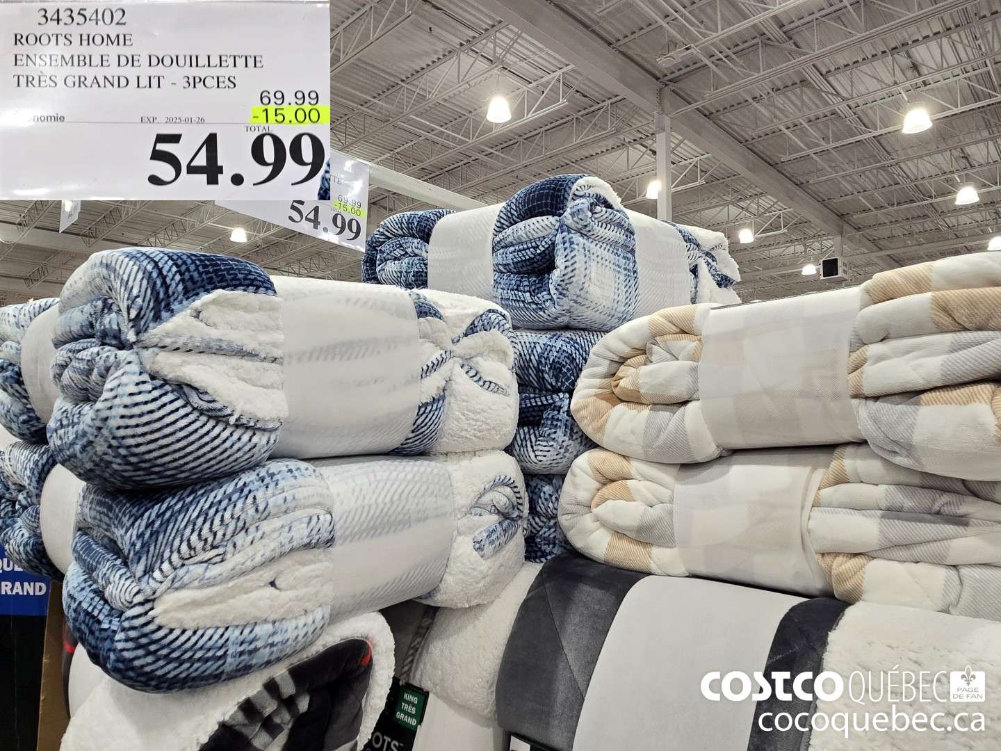 3435402 ROOTS HOME ENSEMBLE DE DOUILLETTE TRES GRAND LIT - 3PCES  ($15.00 INSTANT SAVINGS EXPIRES ON 2025-01-26) $54.99