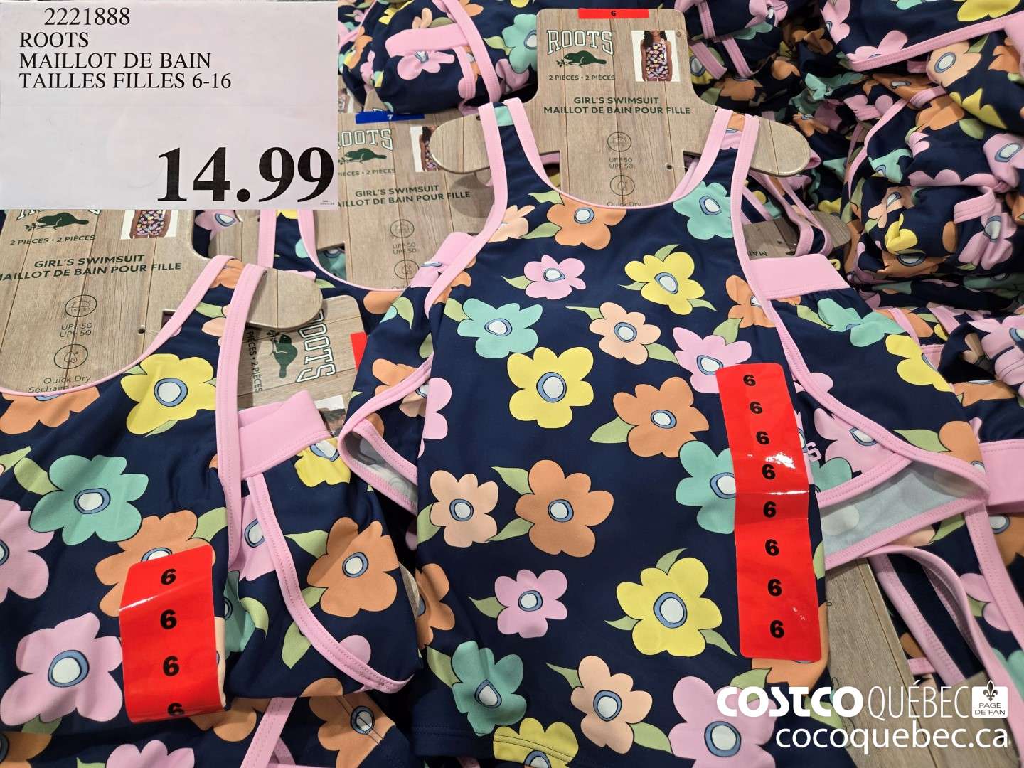 2221888 ROOTS MAILLOT DE BAIN TAILLES FILLES 6-16  $14.99