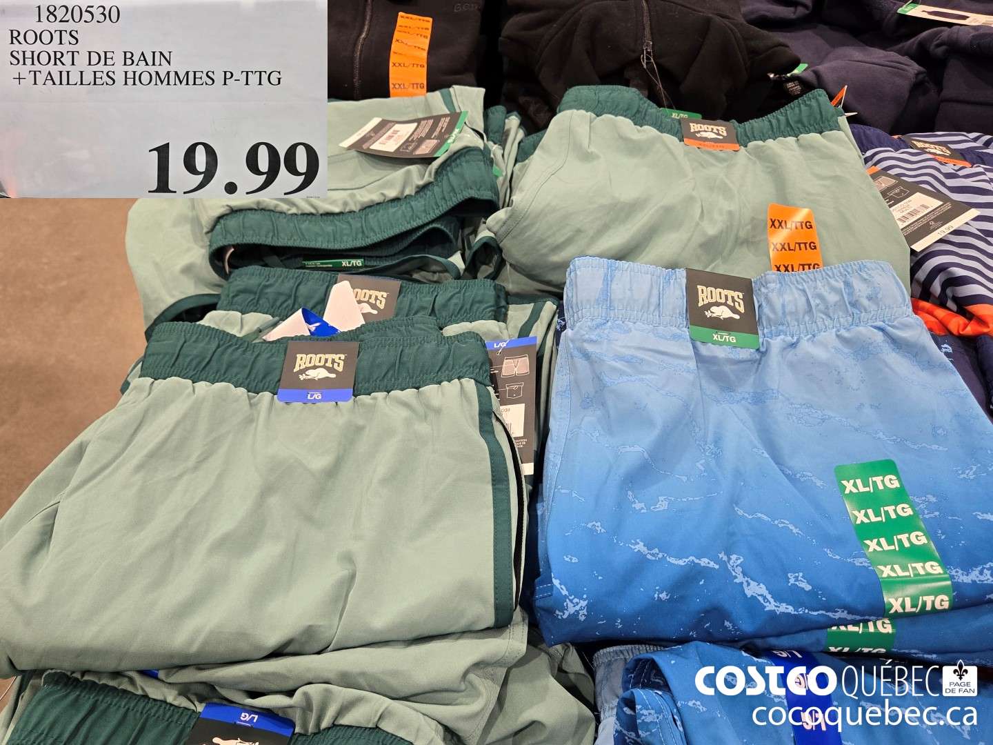 1820530 ROOTS SHORT DE BAIN + TAILLES HOMMES P-TTG  $19.99