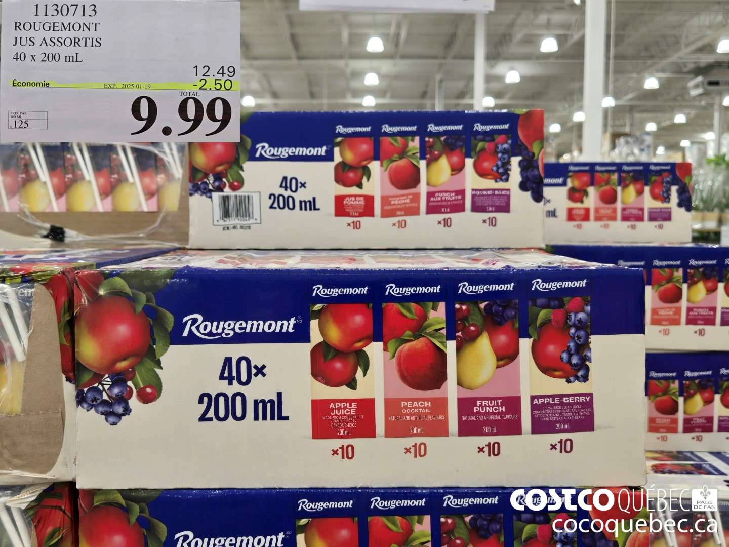 1130713 ROUGEMONT JUS ASSORTIS 40 x 200 mL a 9.99  ($2.50 INSTANT SAVINGS EXPIRES ON 2025-01-19) $9.99