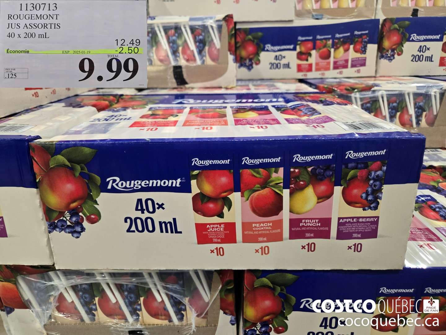 1130713 ROUGEMONT JUS ASSORTIS 40 x 200 mL  ($2.50 INSTANT SAVINGS EXPIRES ON 2025-01-19) $9.99