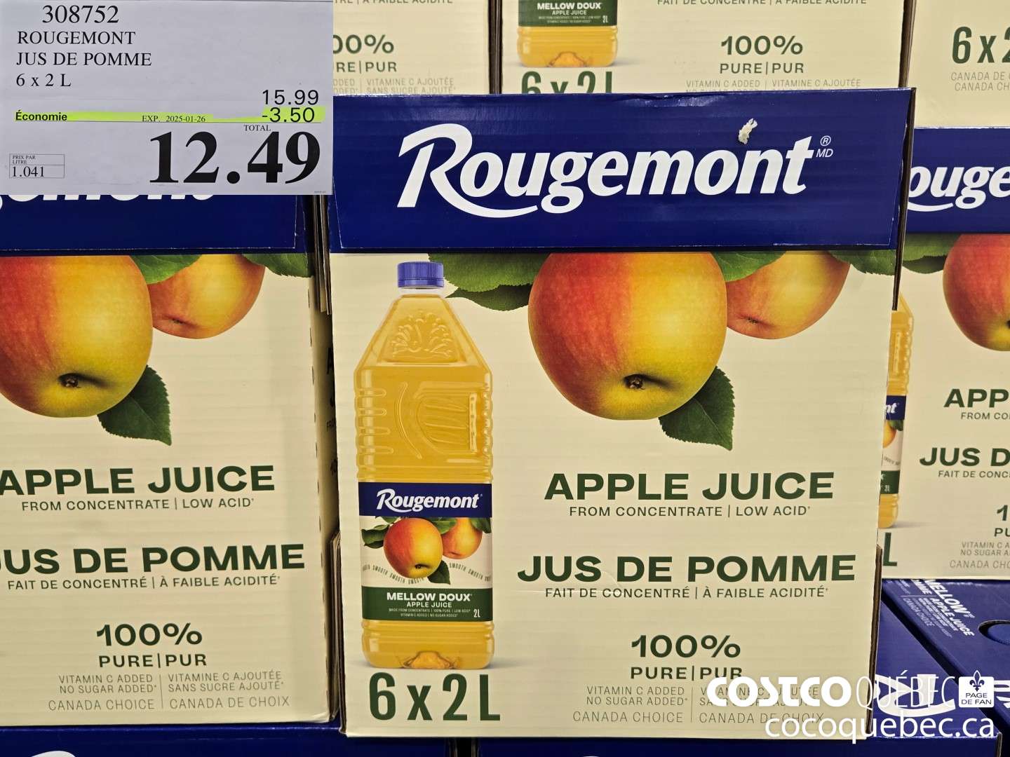 308752 ROUGEMONT JUS DE POMME ($3.50 INSTANT SAVINGS EXPIRES ON 2025-01-26) $12.49