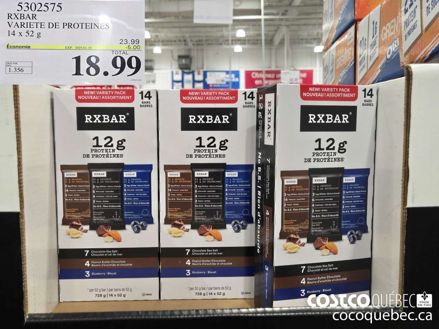 5302575 RXBAR VARIETE DE PROTEIN.  ($5.00 INSTANT SAVINGS EXPIRES ON 2025-01-19) $18.99