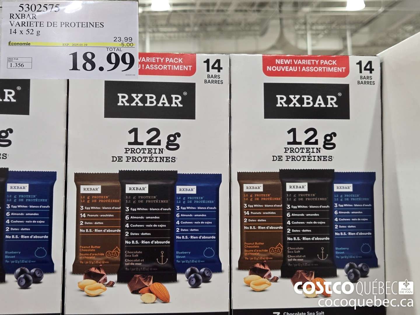 5302575 RXBAR VARIETE DE PROTEIN.  ($5.00 INSTANT SAVINGS EXPIRES ON 2025-01-19) $18.99