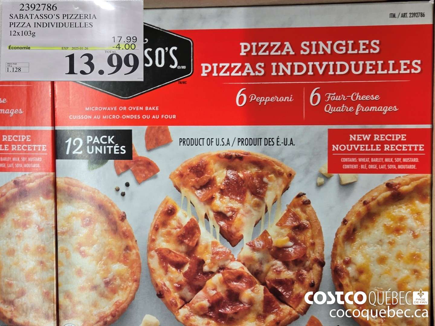 2392786 SABATASSO'S PIZZERIA PIZZA INDIVIDUELLES  ($4.00 INSTANT SAVINGS EXPIRES ON 2025-01-26) $13.99