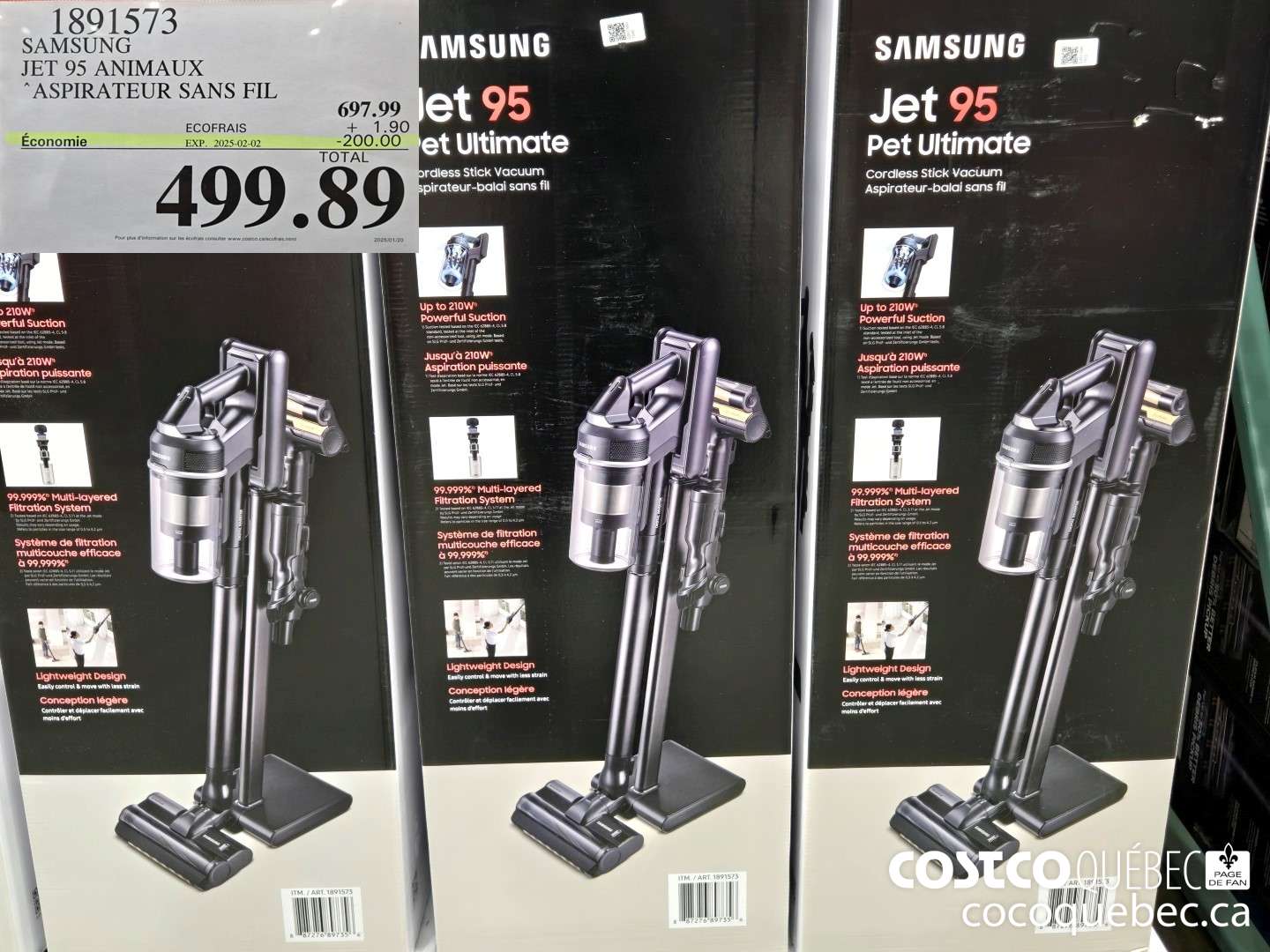 1891573 SAMSUNG JET 95 ANIMAUX ASPIRATEUR-BATON  ($200.00 INSTANT SAVINGS EXPIRES ON 2025-01-26) $499.89