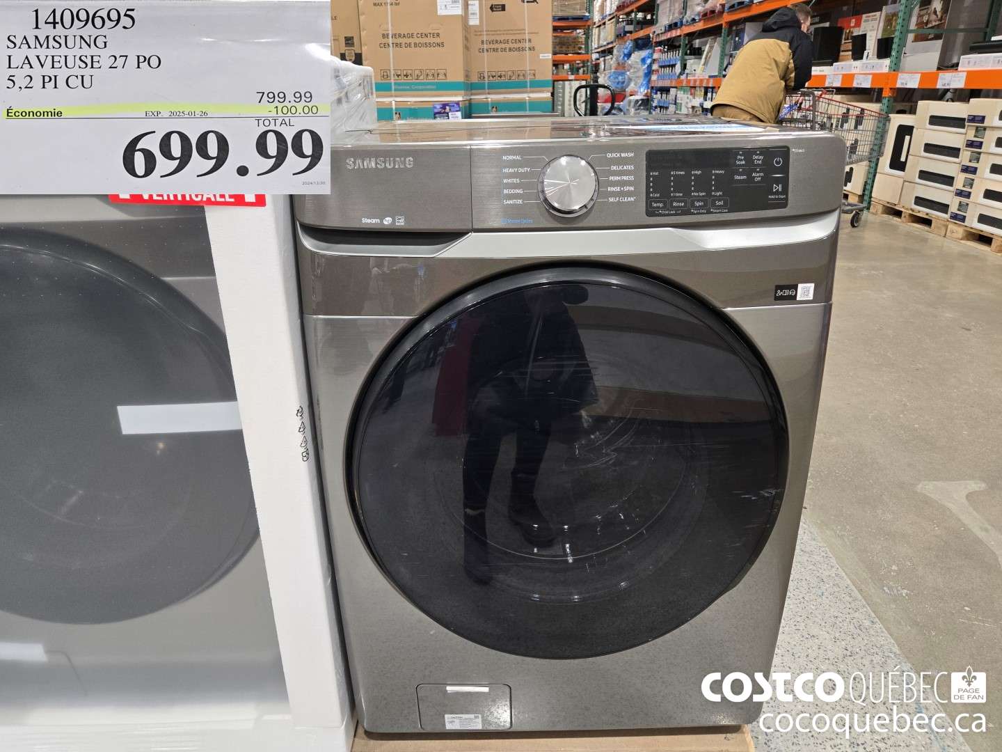 1409695 SAMSUNG LAVEUSE 27 PO 5.2 PI CU  ($50.00 INSTANT SAVINGS EXPIRES ON 2025-01-26) $699.99