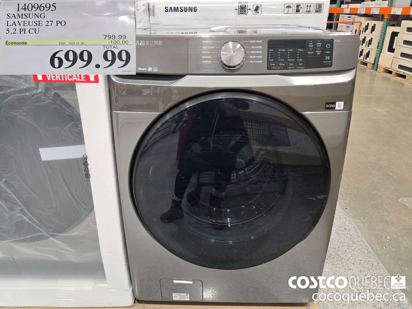 1409695 SAMSUNG LAVEUSE 27 PO 5.2 PI CU  ($50.00 INSTANT SAVINGS EXPIRES ON 2025-01-26) $699.99