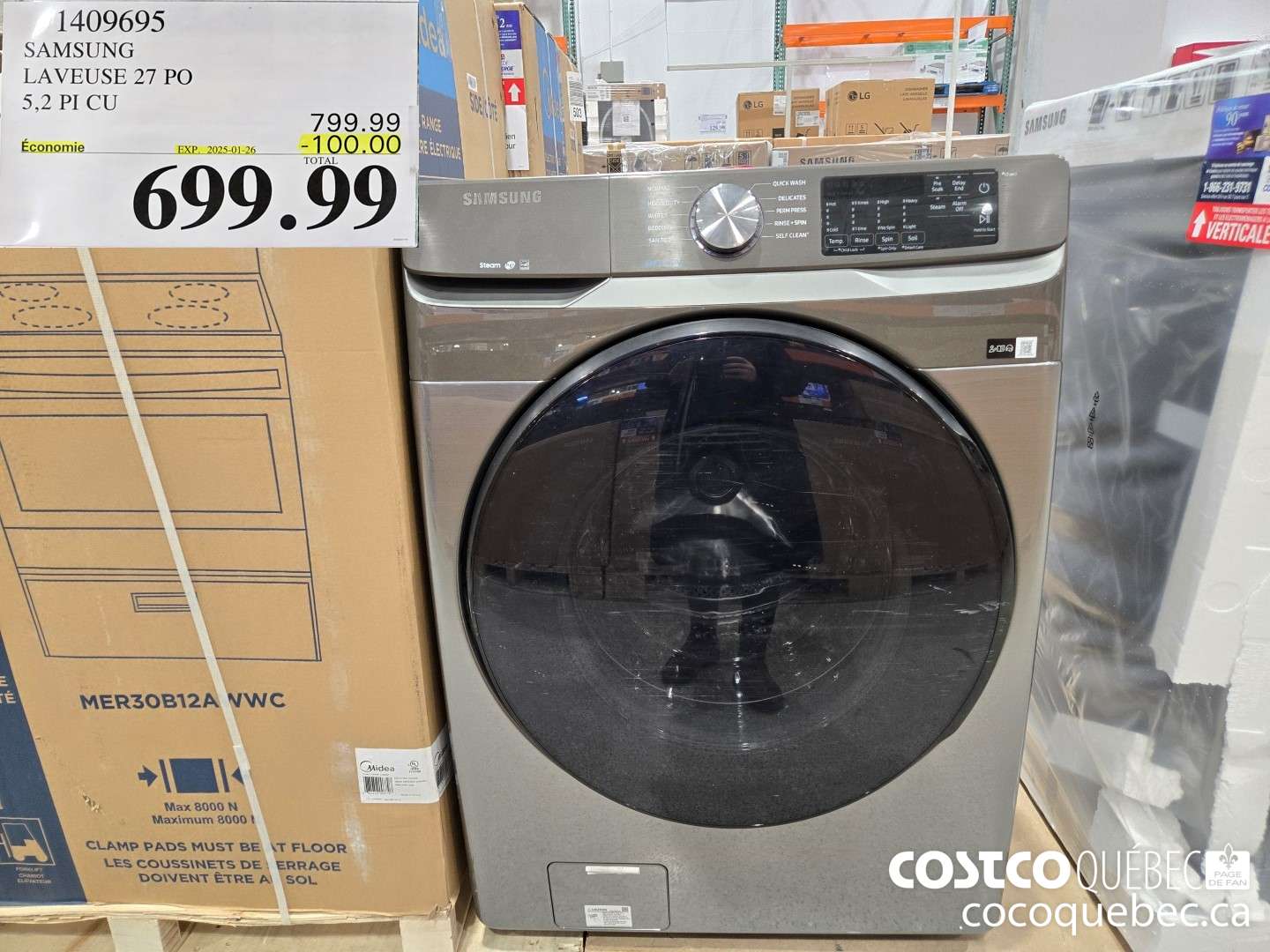 1409695 SAMSUNG LAVEUSE 27 PO 5.2 PI CU  ($100.00 INSTANT SAVINGS EXPIRES ON 2025-01-26) $699.99