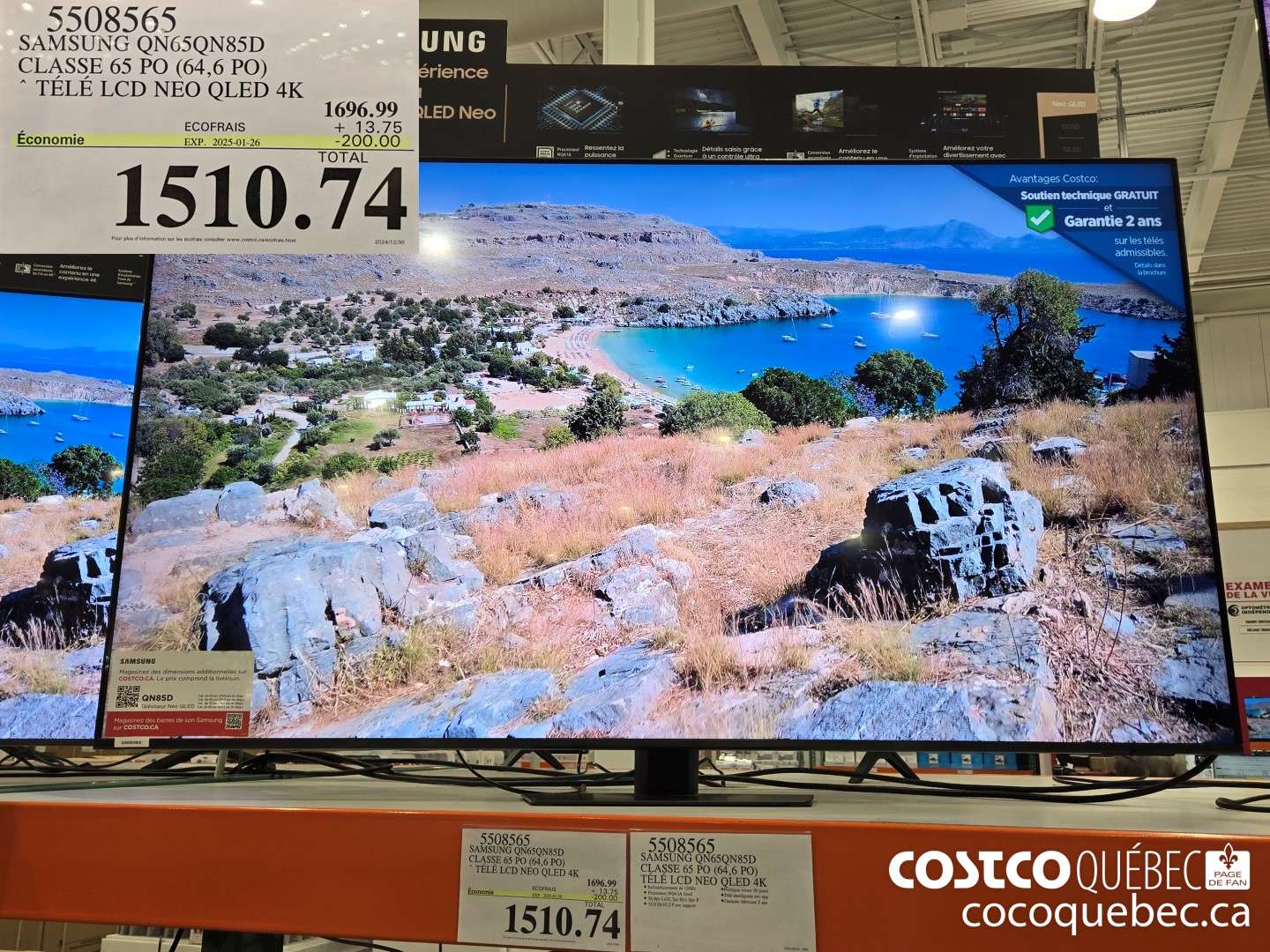 5508565 SAMSUNG QNO5QN85D CLASSE 65 PO (64,6 PO) * TELE LCD NEO QLED 4K  ($200.00 INSTANT SAVINGS EXPIRES ON 2025-01-26) $1510.74