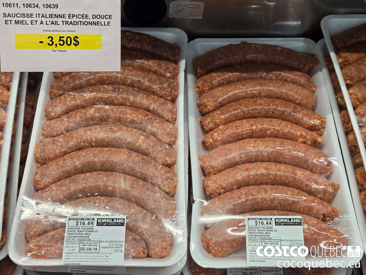 10611 SAUCISSE ITALIENNE ($3.50 INSTANT SAVINGS)