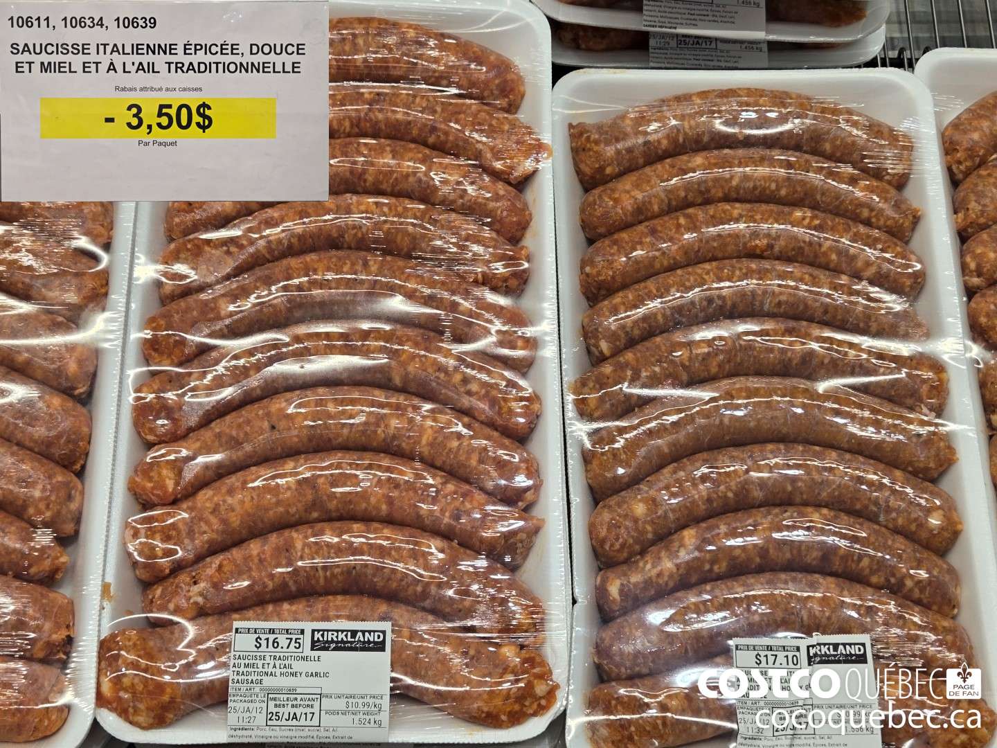 10639 SAUCISSE TRADITIONELLE AU MIEL ET A L'AIL  ($3.50 INSTANT SAVINGS)