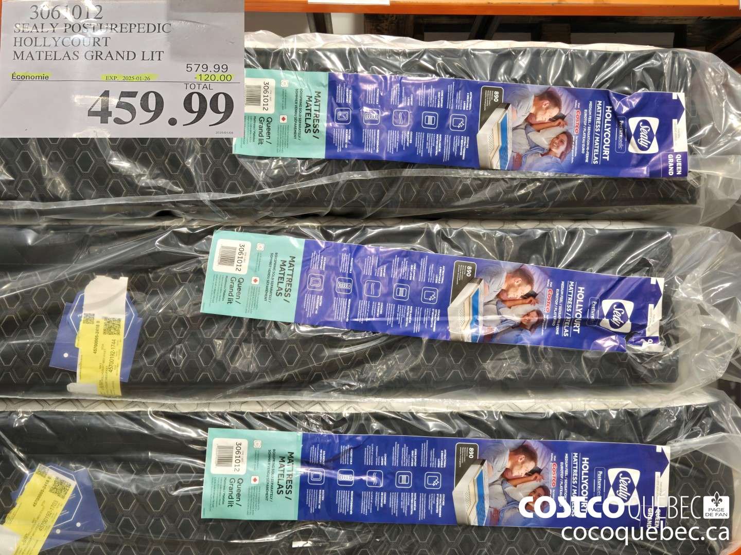 3061012 SEALY POSTUREPEDIC HOLLYCOURT MATELAS GRAND LIT  ($120.00 INSTANT SAVINGS EXPIRES ON 2025-01-26) $459.99