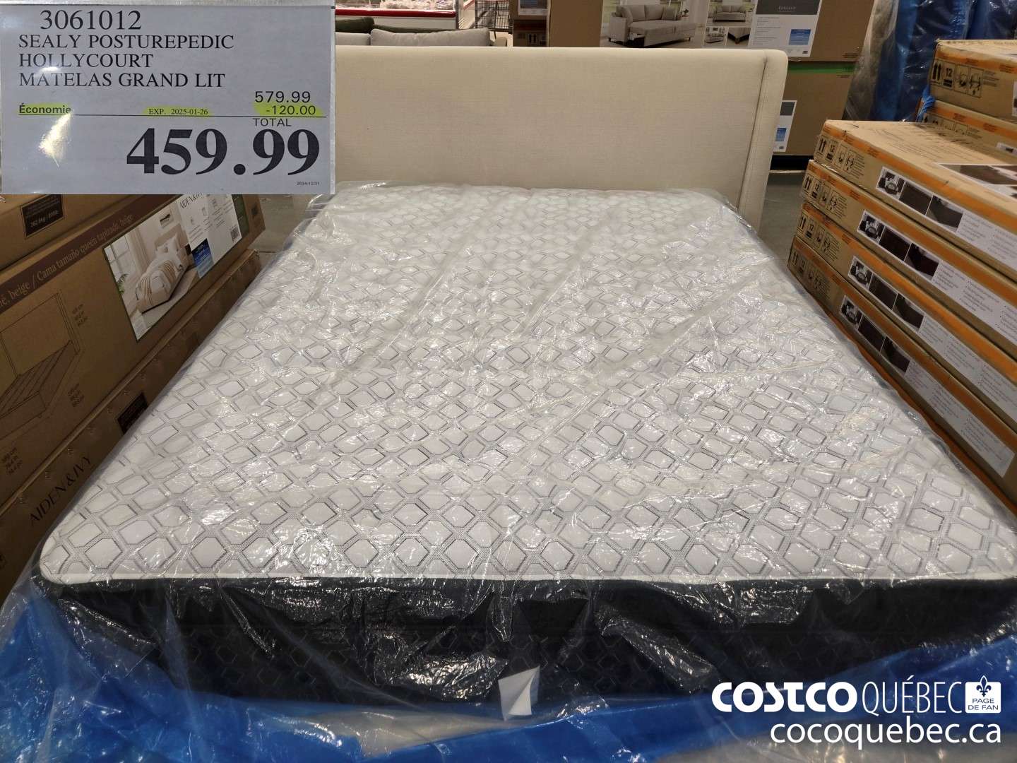 3061012 SEALY POSTUREPEDIC HOLLYCOURT MATELAS GRAND LIT  ($120.00 INSTANT SAVINGS EXPIRES ON 2025-01-26) $459.99