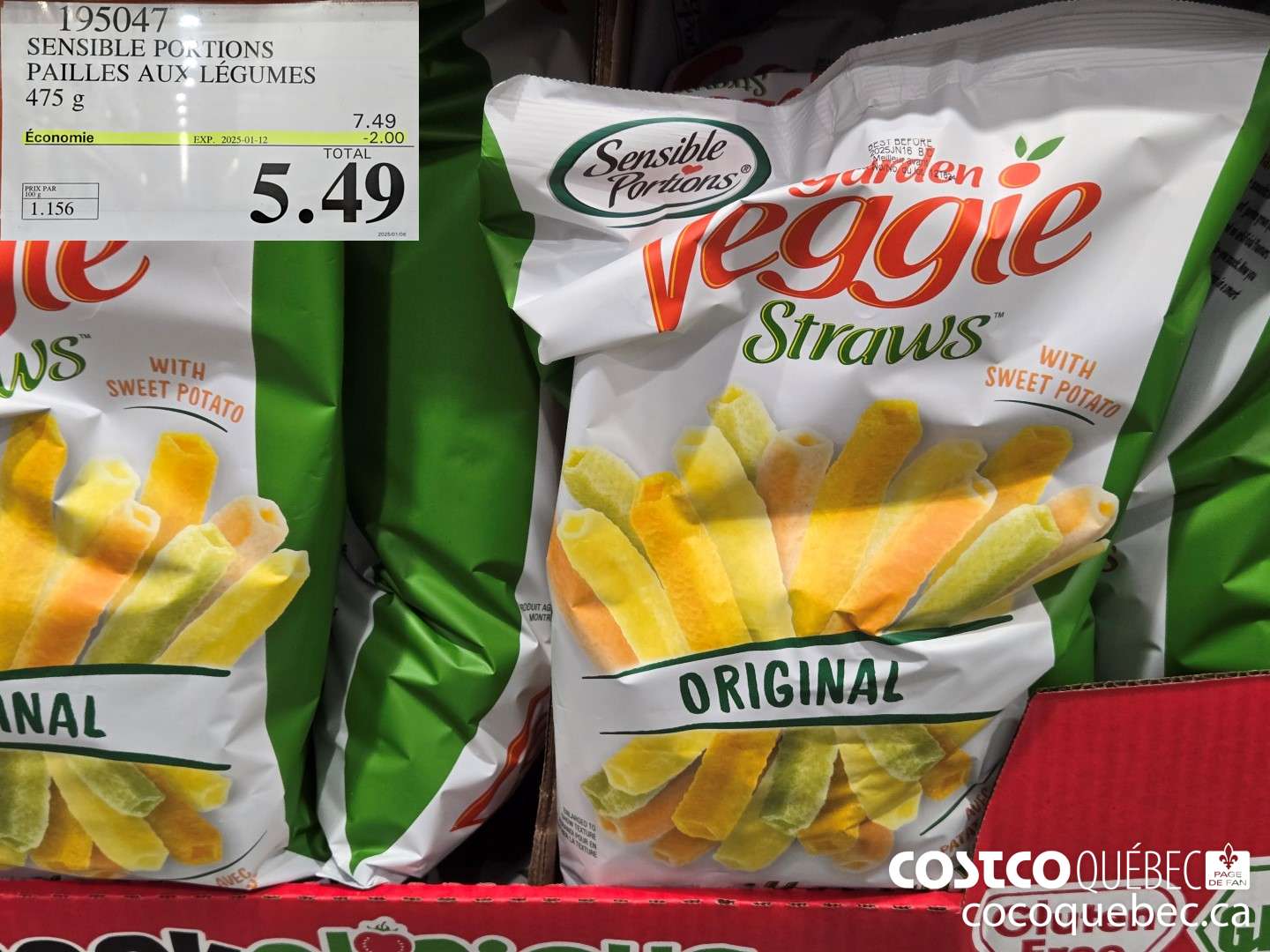 195047 SENSIBLE PORTIONS PAILLES AUX LEGUMES 475 g ($2.00 INSTANT SAVINGS EXPIRES ON 2025-01-12) $5.49