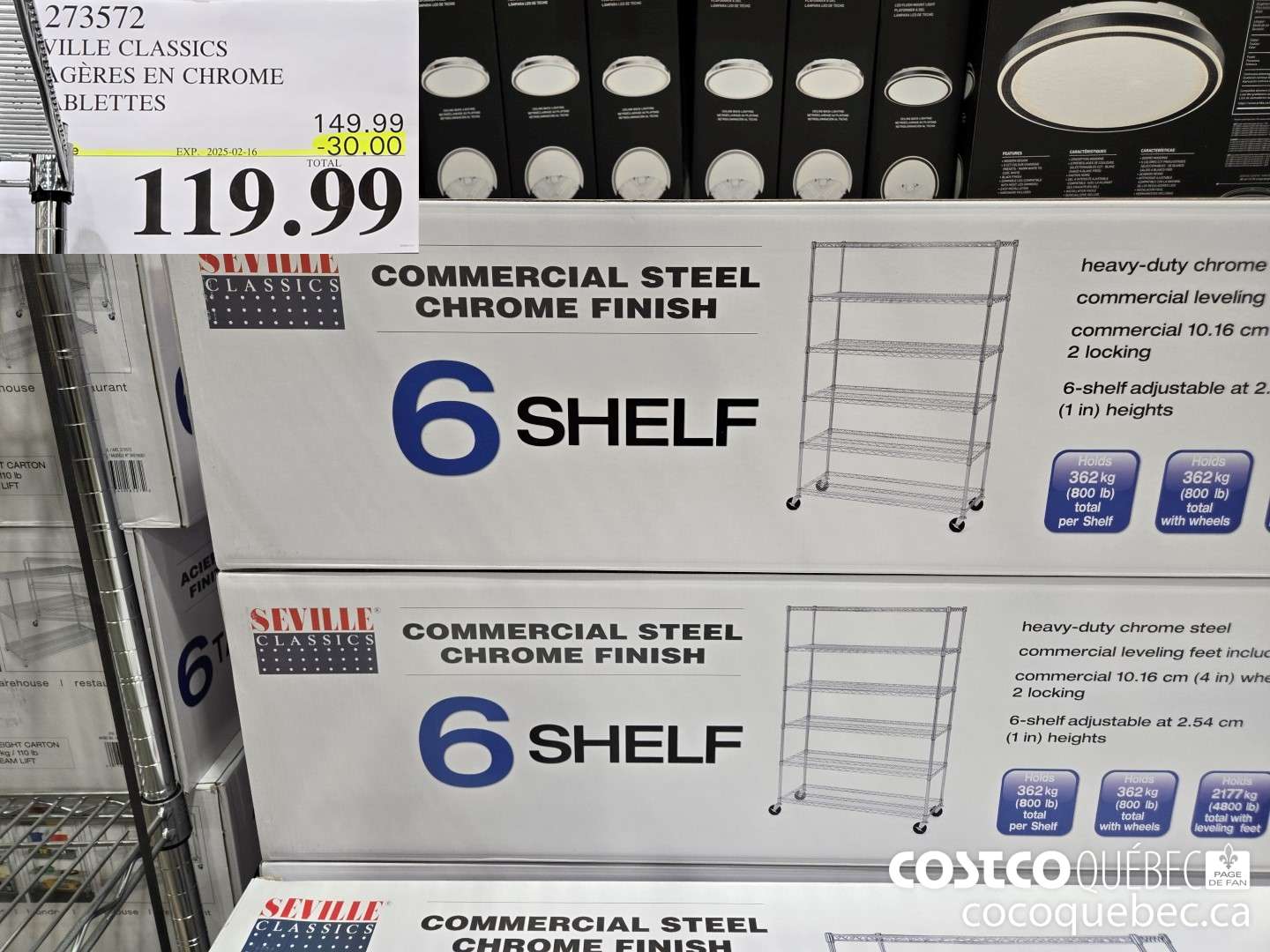 273572 SEVILLE CLASSICS ETAGERES EN CHROME 6 TABLETTES  ($30.00 INSTANT SAVINGS EXPIRES ON 2025-02-16) $119.99