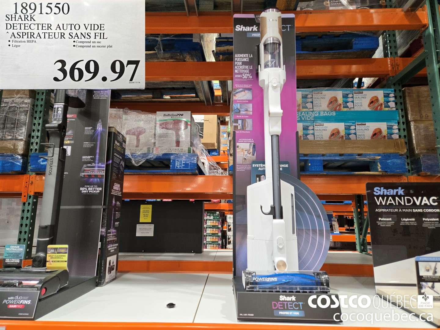 1891550 SHARK DETECTER PRO AUTO VIDE ASPIRATEUR-BATON  $369.97