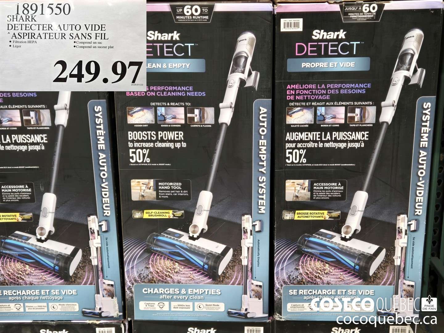 1891550 SHARK DETECTER PRO AUTO VIDE ASPIRATEUR-BATON  $249.97