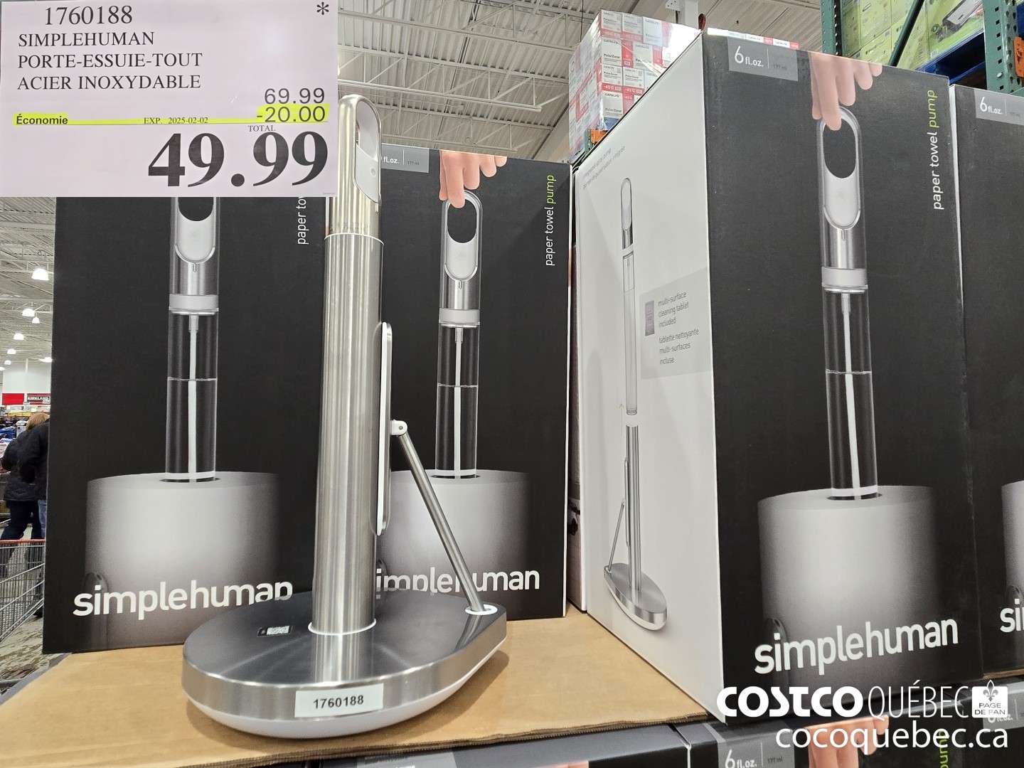 1760188 SIMPLEHUMAN PORTE-ESSUIE-TOUT ACIER INOXYDABLE  ($20.00 INSTANT SAVINGS EXPIRES ON 2025-02-02) $49.99