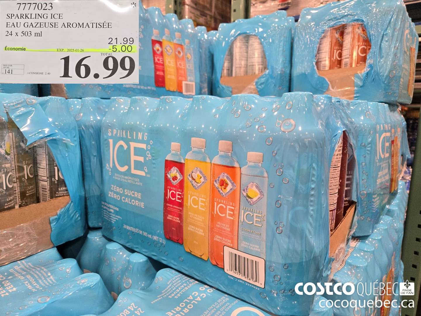 7777023 SPARKLING ICE EAU GAZEUSE AROMATISEE 24 x 503 ML  ($5.00 INSTANT SAVINGS EXPIRES ON 2025-01-26) $16.99