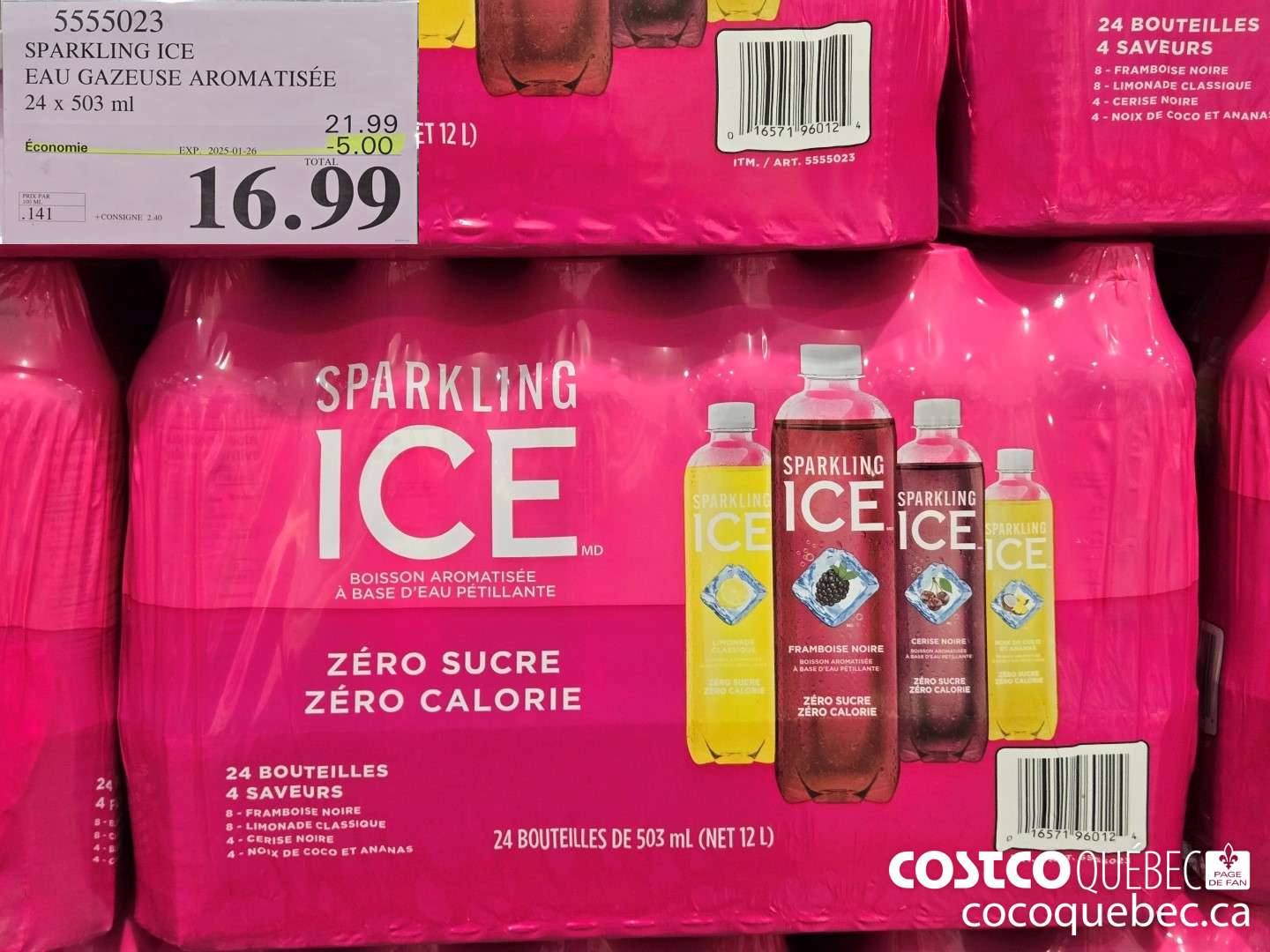 55559023 SPARKLING ICE EAU GAZEUSE AROMATISEE 24 x 503 ml  ($5.00 INSTANT SAVINGS EXPIRES ON 2025-01-26) $16.99