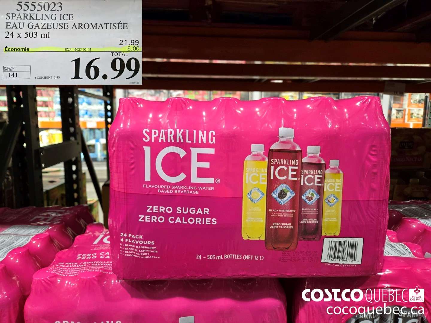 55555023 SPARKLING ICE EAU GAZEUSE AROMATISEE 24 x 503 ml  ($5.00 INSTANT SAVINGS EXPIRES ON 2025-02-02) $16.99