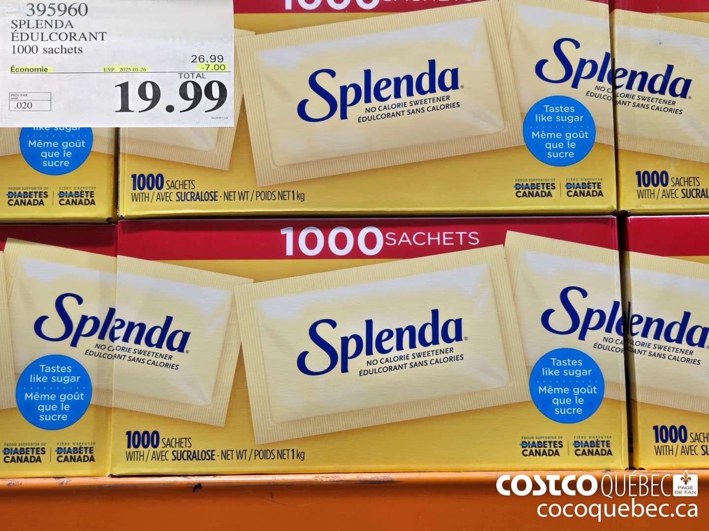 395960 SPLENDA EDULCORANT 1000 sachets  ($7.00 INSTANT SAVINGS EXPIRES ON 2025-01-26) $19.99